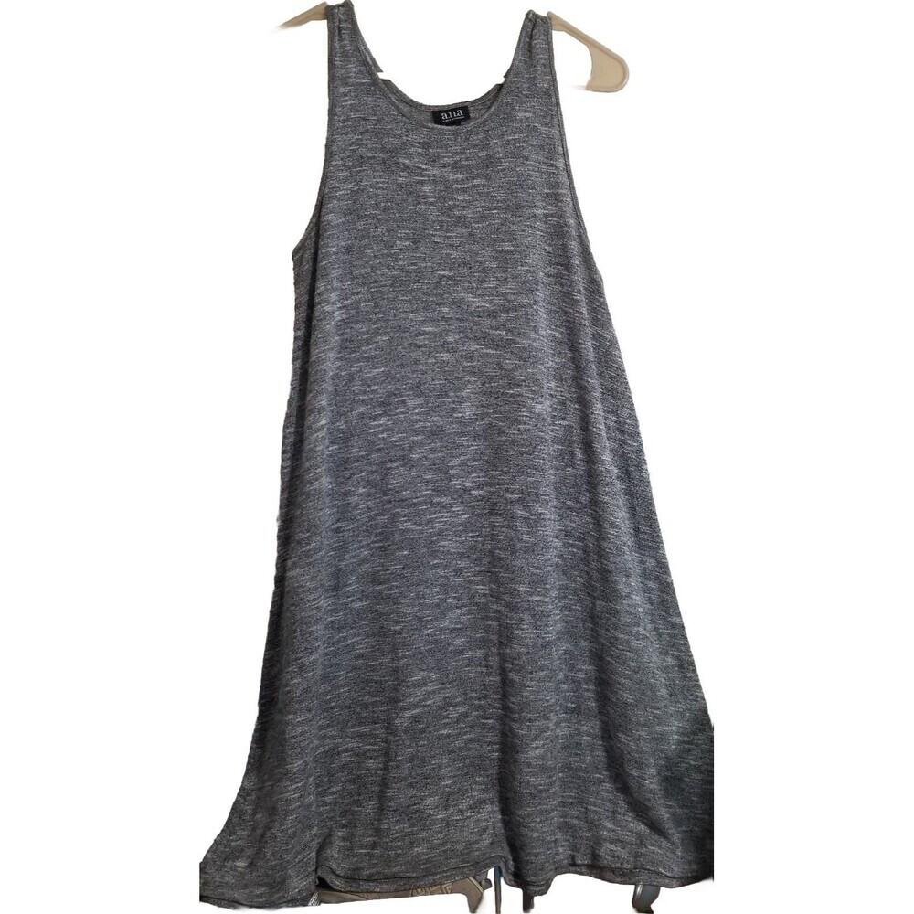 1) A.N.A Sleeveless Dress Womens Medium Gray Heathered Textured A-lined